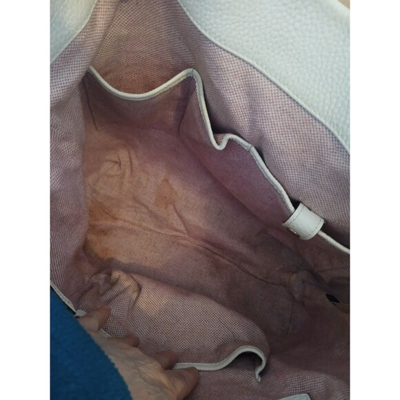 Dooney & Bourke White Pebble Grain Leather Hobo Shoulder Bag Logo Lock - Picture 7 of 16